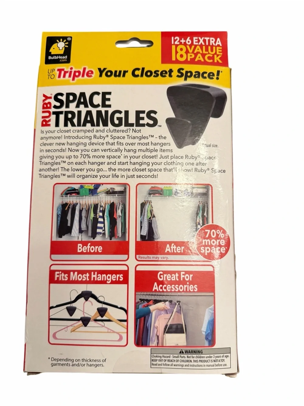 NIB Ruby Space Triangles 18-Pack Closet Hanger Organizer